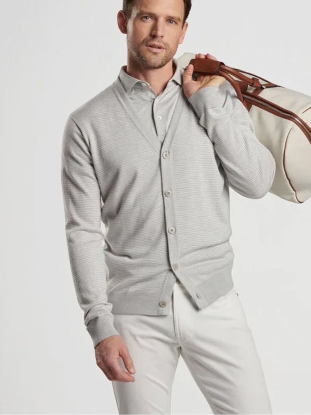 Peter Millar Crown Crafted Excursionist cardigan sweater Large British Gray